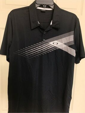 Oakley Black Polo with Gray Diagonal Graphic